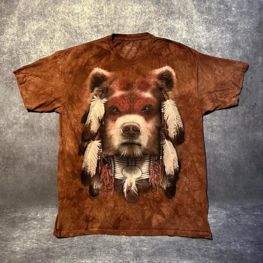 Vintage The Mountain Bear T Shirt Men's 2XL XXL‎ Tie Dye Earth Tone